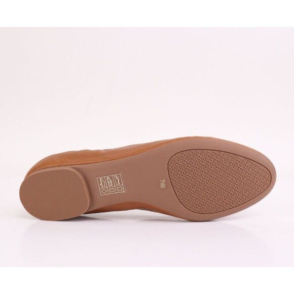 NIB Tory Burch MELINDA Ballet Flats Tumbled Leather in Royal Tan/ Gold in 7.5 - Picture 10 of 11